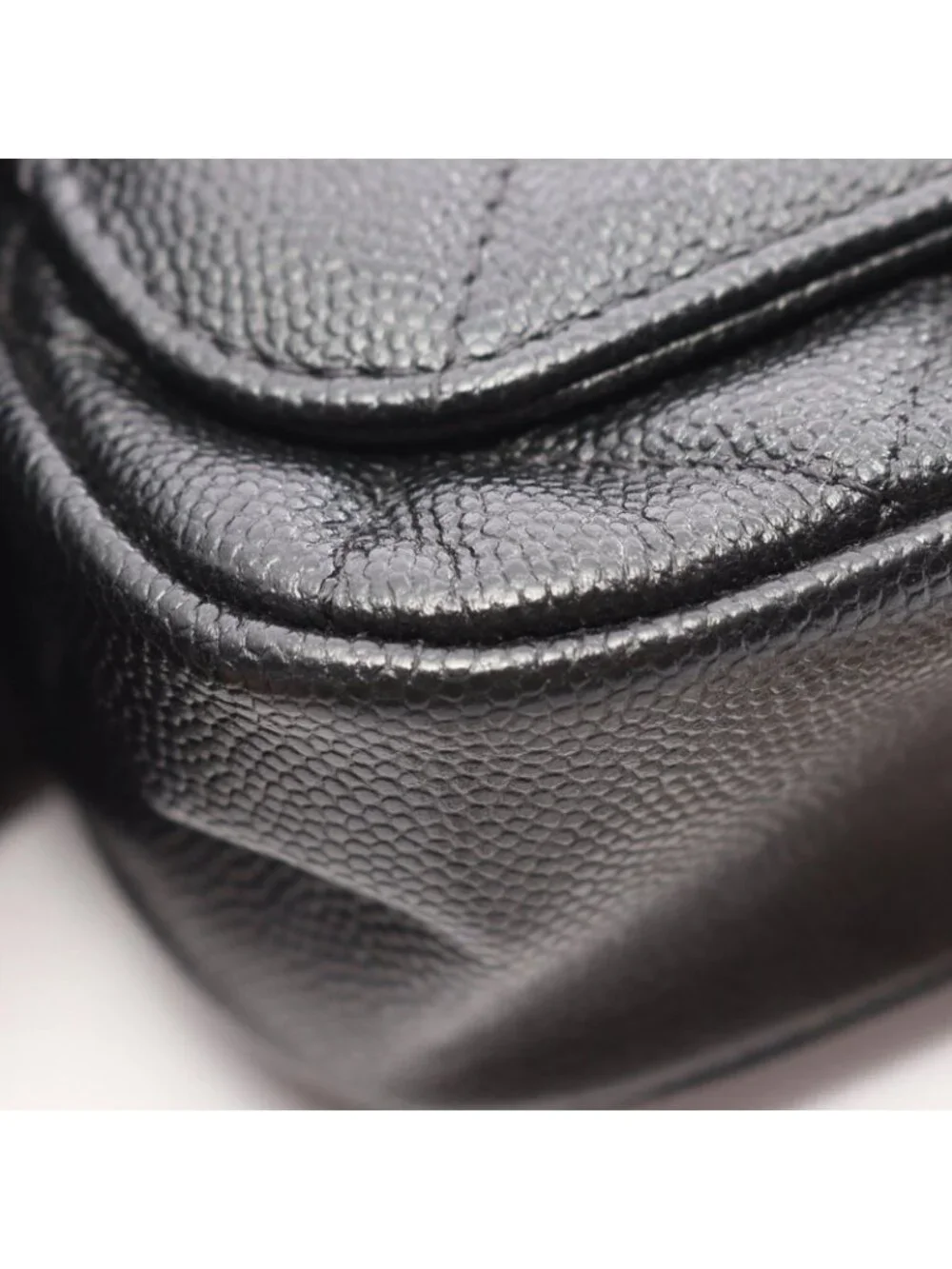 Chanel Shoulder Bag Quilted Black Caviar Leather Small Chain